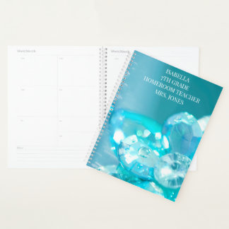 Mooie Mystieke Blauwe Juwelen School Classroom Planner