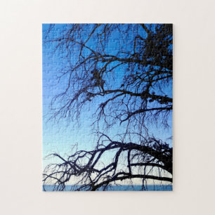 Mooie Mystieke Oude Boom Blauwe Oceaan Strand Scèn Legpuzzel