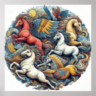 Mooie mystieke paarden 24 poster