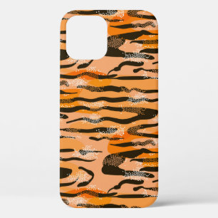 Mooie naadloze tijgerprint, perzik kleur iPhone 12 hoesje