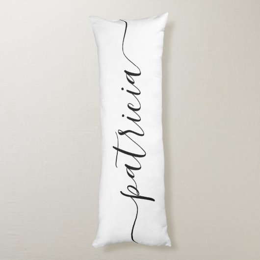 Mooie NAAM White Black Script omkeerbaar Lichaamskussen (Achterkant (Verticaal))