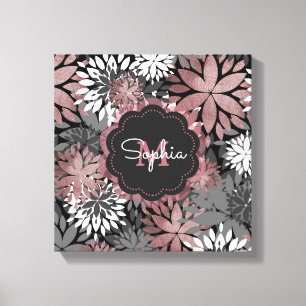 Mooie nam gouden bloemenillustratiepatroon toe canvas afdruk