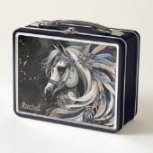 Mooie Native American Horse Metal Lunch Box (Voorkant)