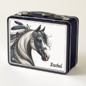 Mooie Native American Horse Metal Lunch Box (Achterkant)