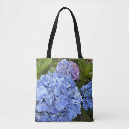 Mooie natuurlijke blauwe hortensia bloemen draagtas