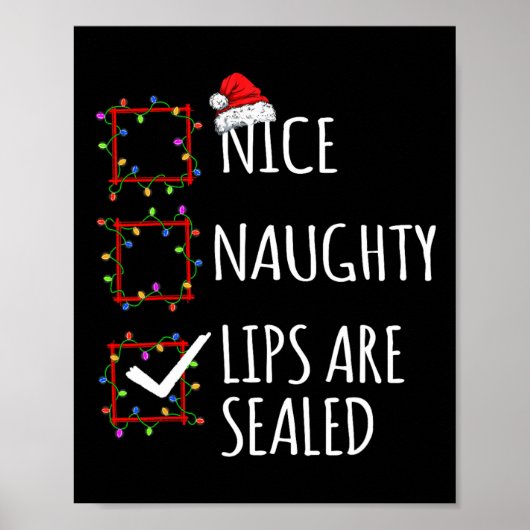 Mooie Naughty Lips zijn verzegeld met kerstkerstli Poster (Voorkant)