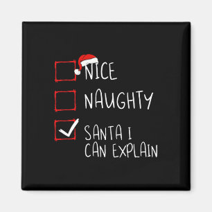 Mooie Naughty Santa I kan kerstlijst uitleggen Magneet