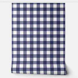 Mooie Navy Gingham Geruite Groen Buffalo Plaid Behang