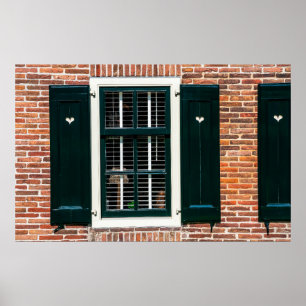 Mooie nederlandse traditionele huizen. Brick wall Poster
