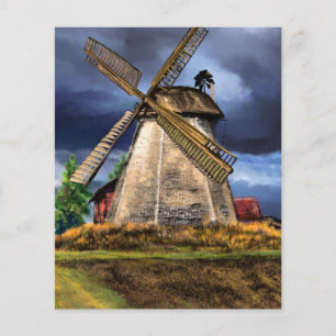 Mooie Nederlandse Windmolen Landschap - Tekening Flyer
