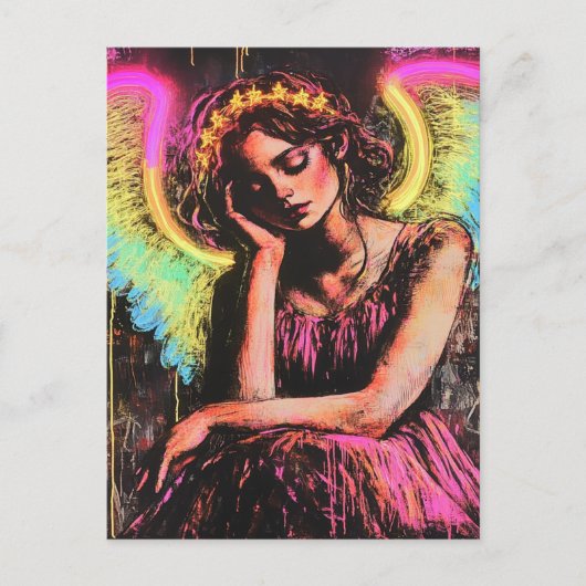 Mooie Neon Angel Fantasy Briefkaart (Voorkant)