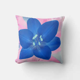 Mooie Neon Blue Lily Flower Pillow-kussen Kussen