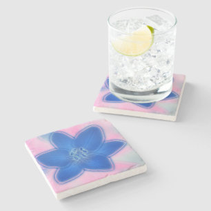 Mooie neon Blue Pink Lily Flower Stenen Onderzetter