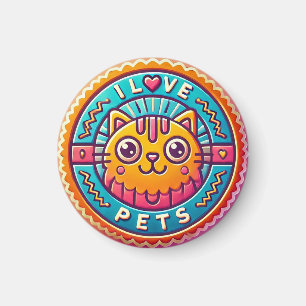 Mooie Neon Kat Badge Magneet