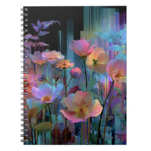 Mooie neon kunst bloemen notitieboek