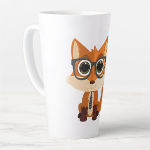 Mooie Nerdy Vos Kawaii Cartoon Grote Koffie Knus Latte Mok