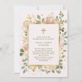 Mooie neutrale Florals | Foto terug Baptisme Kaart (Voorkant)