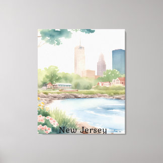 Mooie  New Jersey Waterverf Art Canvas Afdruk