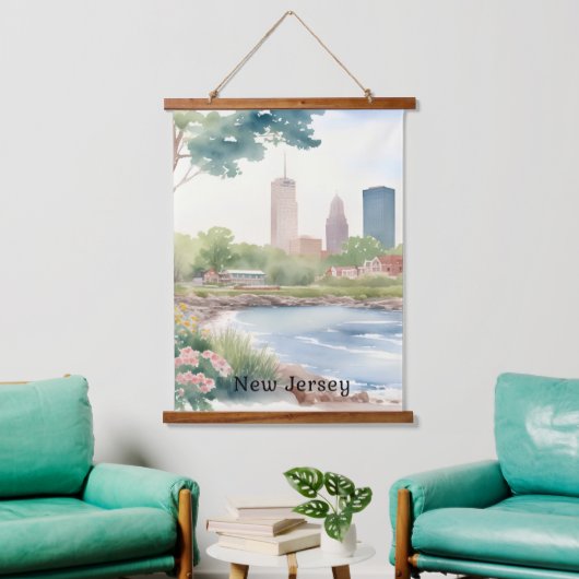 Mooie New Jersey Waterverf Art Hangend Wandkleed (Woonkamer)