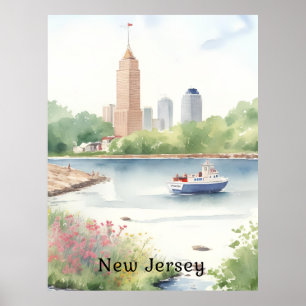 Mooie New Jersey Waterverf Art Poster
