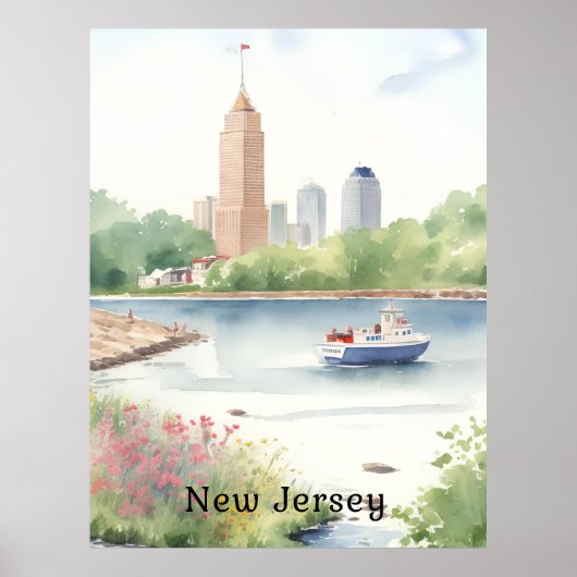 Mooie New Jersey Waterverf Art Poster (Voorkant)