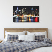 Mooie New York Night Lights reflecterend riviertje Canvas Afdruk (Insitu (Slaapkamer))