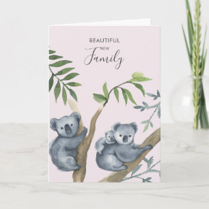 Mooie Nieuwe Familie Waterverf Koala Kaart