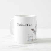 Mooie Nieuwsgierige Kat Glas Koffiemok (Voorkant links)