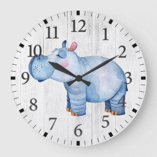 Mooie nijlpaard wandklok grote klok