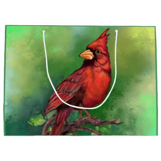 Mooie noordelijke rode kardinaal vogelschilder groot cadeauzakje (Achterkant)