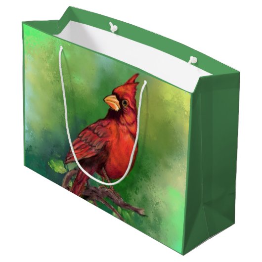 Mooie noordelijke rode kardinaal vogelschilder groot cadeauzakje (Achterkant Gekanteld)