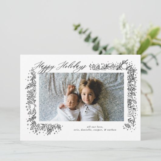 Mooie Nostalgische Sieraden Slinger Vakantie Feestdagenkaart (Staand voorkant)