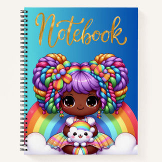 Mooie notitieboek/ Schattig regenboog chibi meisje Notitieboek