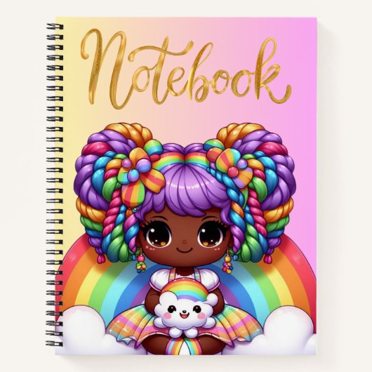 Mooie notitieboek/ Schattige regenboog chibi-meisj Notitieboek (Voorkant)