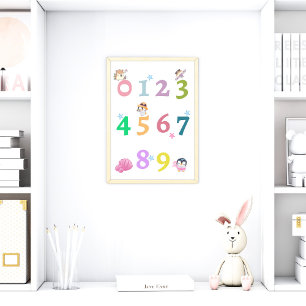Mooie Nummer Baby Peuter Poster   Educatieve Poste