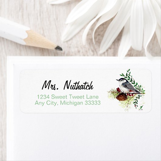 Mooie Nuthatch Art Etiket