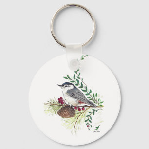 Mooie Nuthatch Vogelkunst Sleutelhanger