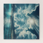 Mooie Oceaan, Dock en Fluffy Wolken Legpuzzel (Horizontaal)