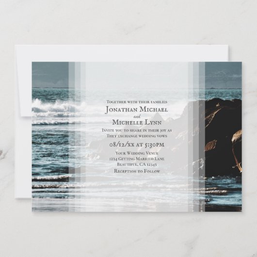 Mooie Oceaan, golven en rotsen strand bruiloft Kaart (Achterkant)