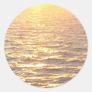 Mooie oceaan gouden uur zonsopgang ronde sticker