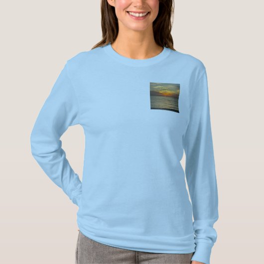 Mooie oceaan scene, blauw lange mouw, T-shirt (Voorkant)
