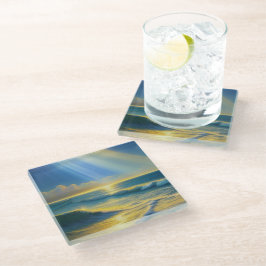 Mooie oceaan zonlicht glazen onderzetter