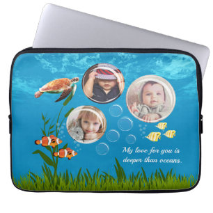 Mooie oceaanblauwe tropische vis onderwater laptop sleeve
