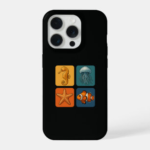 Mooie oceaandieren patroon - Zeepaardje, kwal, iPhone 15 Pro Hoesje