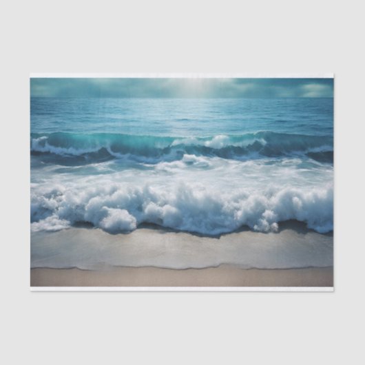 Mooie oceaangolven crashen bij het strand tissuepapier (Voorkant)