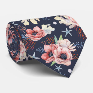 Mooie oceaansymbolen boven diep blauw stropdas