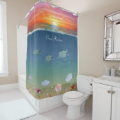 Mooie oceaanzon, Zeeen schildpadden en parels Douchegordijn (In situ)