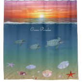 Mooie oceaanzon, Zeeen schildpadden en parels Douchegordijn (Voorkant)