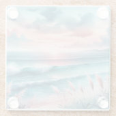 Mooie Ocean Scene in Roze en Blauw Glazen Onderzetter (Achterkant)