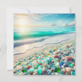 Mooie Ocean Waves en Zee Glazen Bruiloft Save The Date (Achterkant)